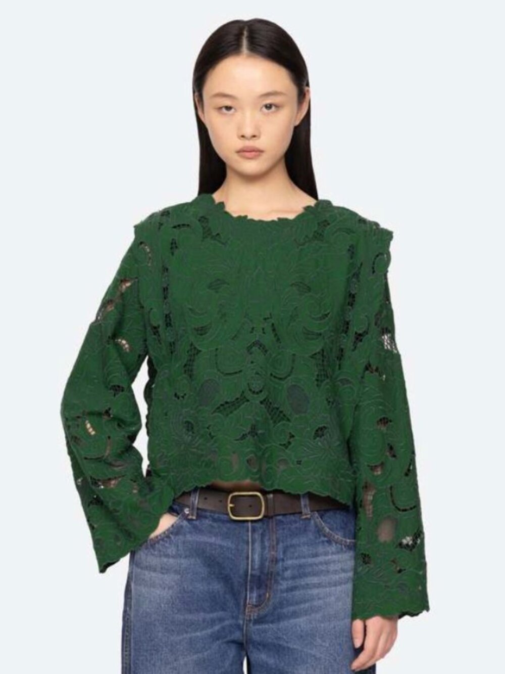 Sea Ceci Embroidered Long-Sleeve Top